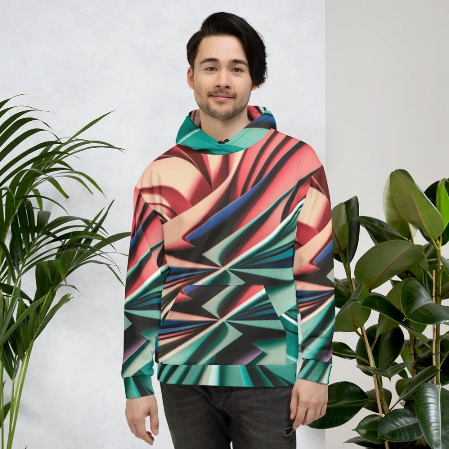 Recycled Unisex Hoodie with Vibrant Abstract Geometric Print - Relaxed Fit product image (3)