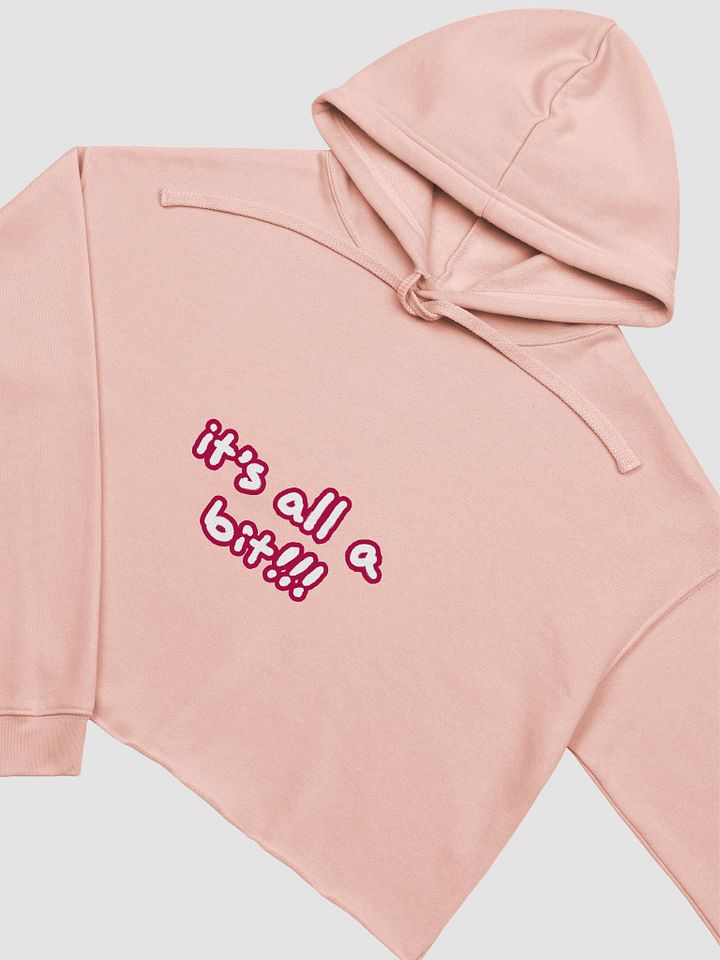 “It’s all a bit!!!” (lined design, #A6073C) fleece cropped hoodie product image (9)