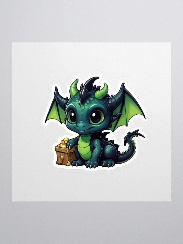 Cute Black and Green Baby Dragon V.1 Sticker product image (1)
