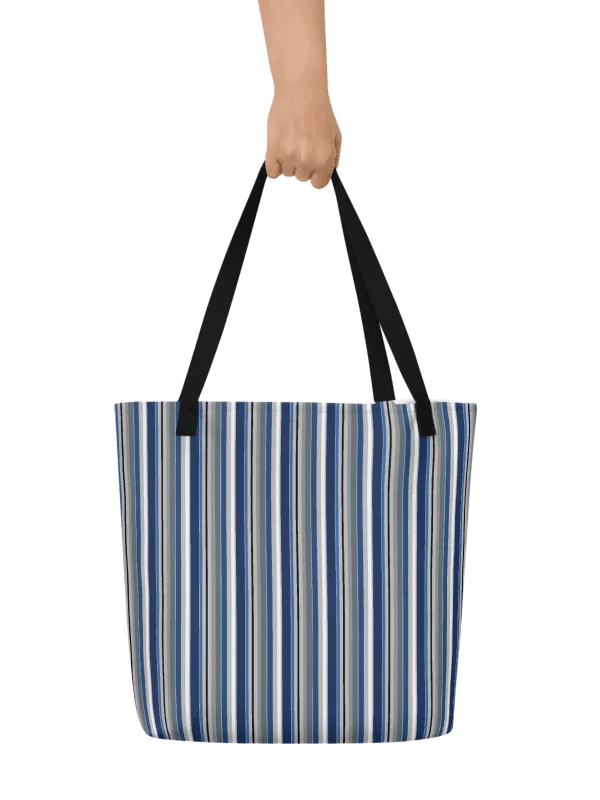 Winter Christmas Stripes Holiday Pattern – All-Over Print Large Tote Bag with Pocket product image (2)