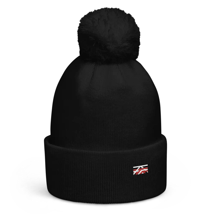 Puff Embroidered Geometric Red & White Pom-Pom Beanie product image (2)