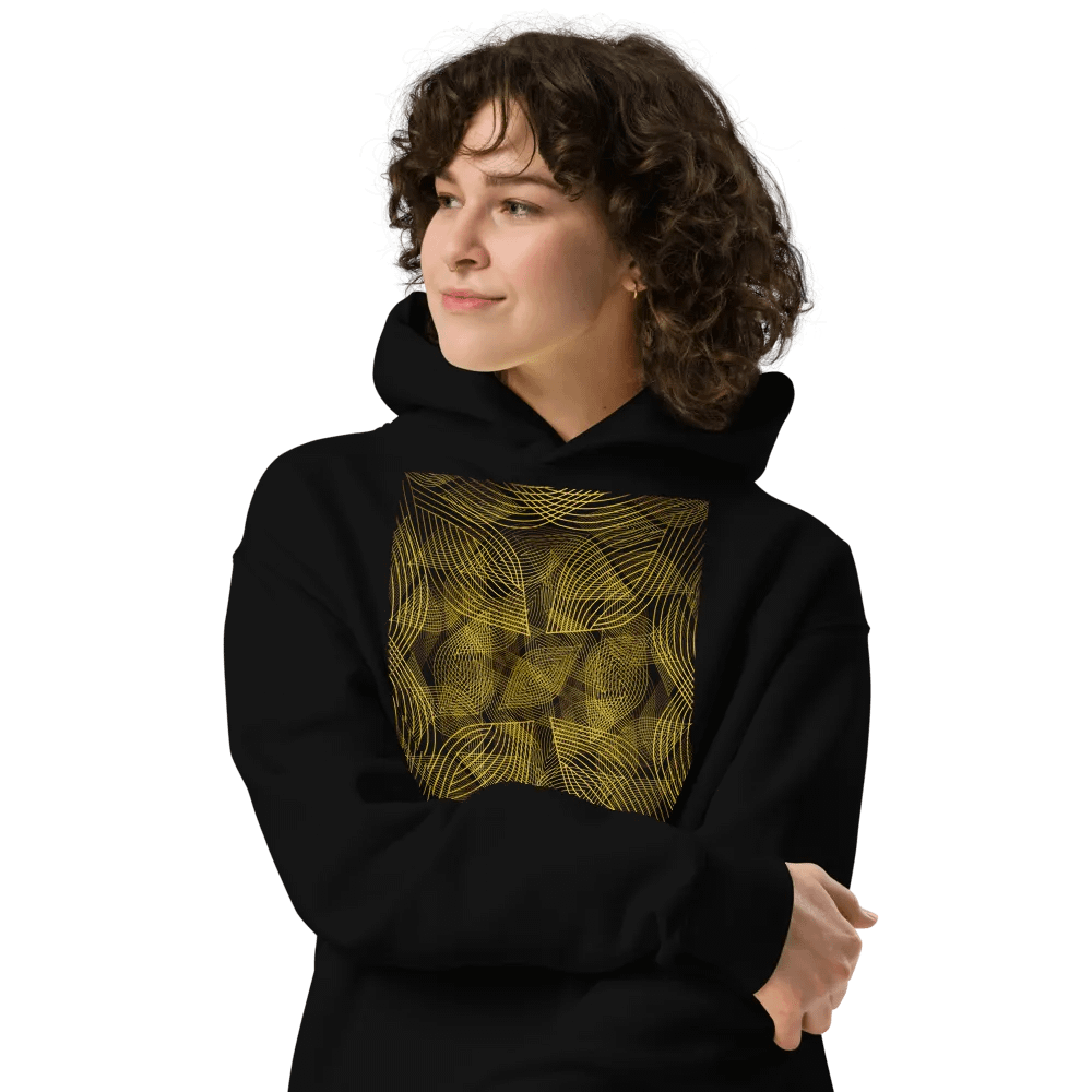 Hoodie with golden lines and leaf design product image (4)