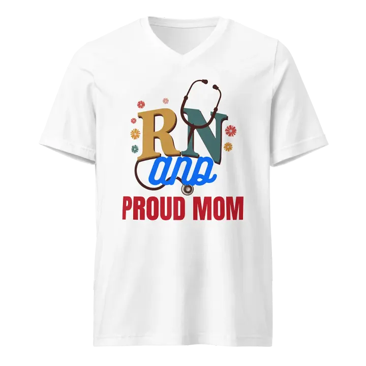 RN and Proud Mom Floral V-Neck Tee product image (5)