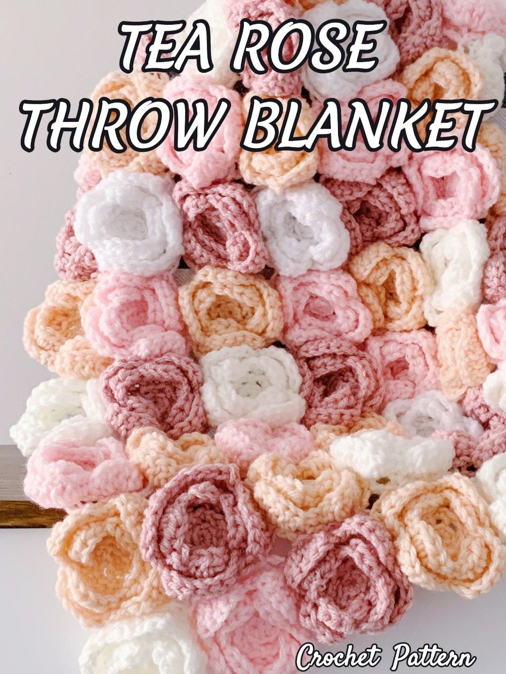 Tea Rose Baby Blanket Crochet Pattern & Video, Tea Rose Throw Blanket Home Decor Accent product image (2)