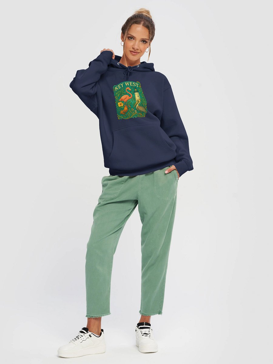 Key West Tropical Hoodie with Flamingo, Pelican, Rooster, Lighthouse, and Hibiscus product image (5)