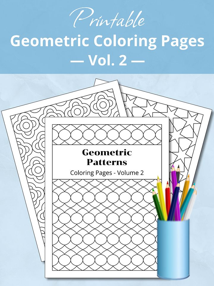 Printable Geometric Pattern Coloring Pages (15 pages) – Volume 2 product image (1)