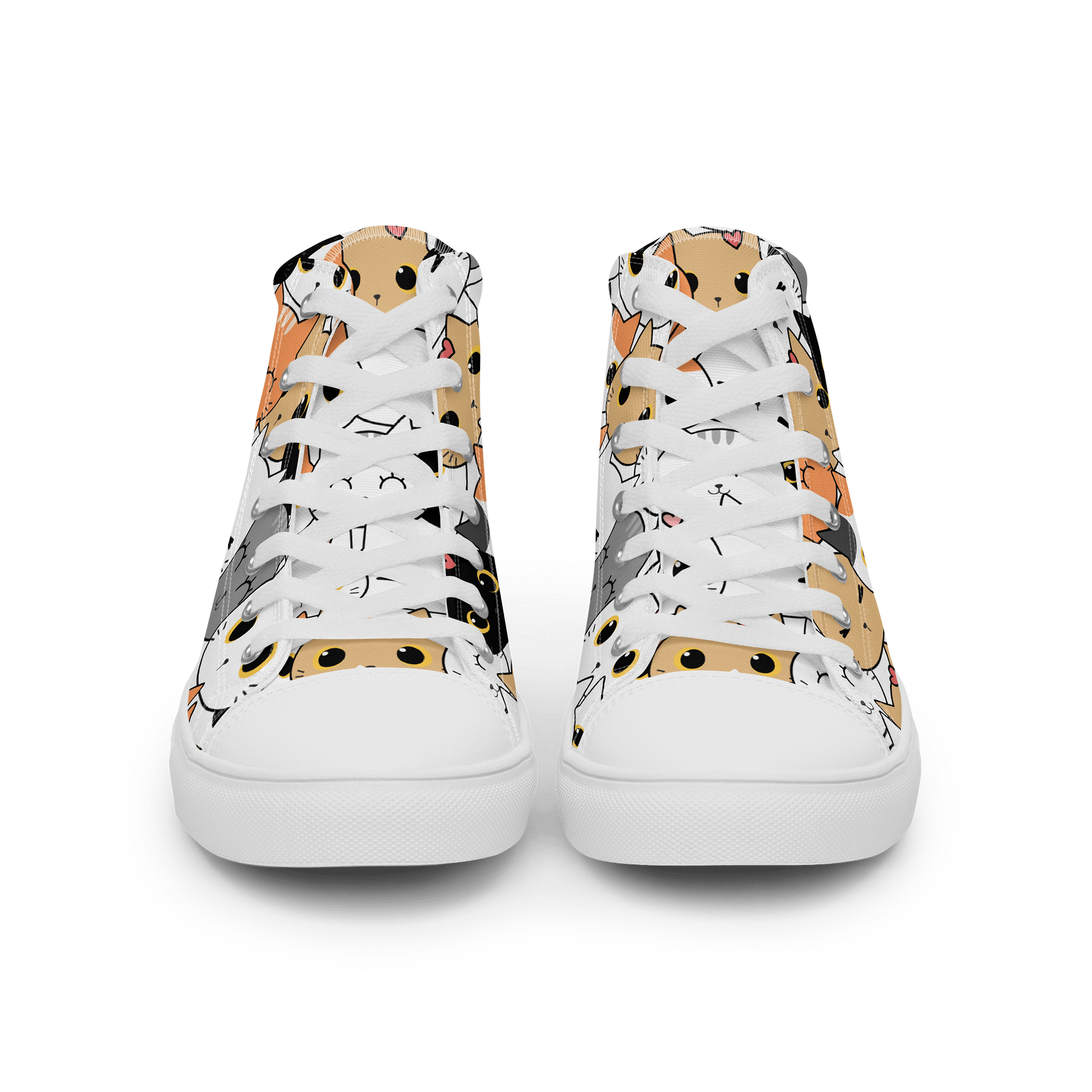 Whimsical Cat Faces High Top Canvas Shoes product image (3)