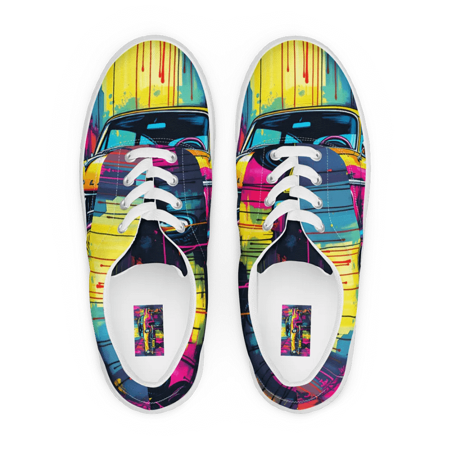 Pop Art Christine the car, women's Lace-Up Canvas Shoes product image (1)