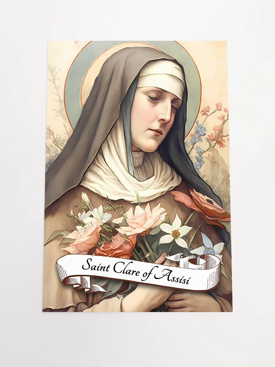 Saint Clare Of Assisi Patron Saint of Eye Disease, Goldsmiths, Needle Workers, Embroiderers, Laundry Workers, Telephones, Good Weather, Television Matte Poster product image (3)