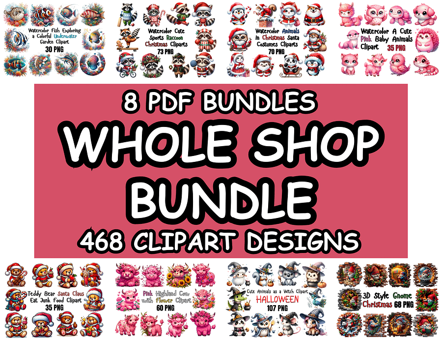 Whole Shop Clipart PNG Bundle, Whole Shop Bundle Clipart PNG, Digital Download, Printable PDF, Bundle for Kids and Adults product image (1)
