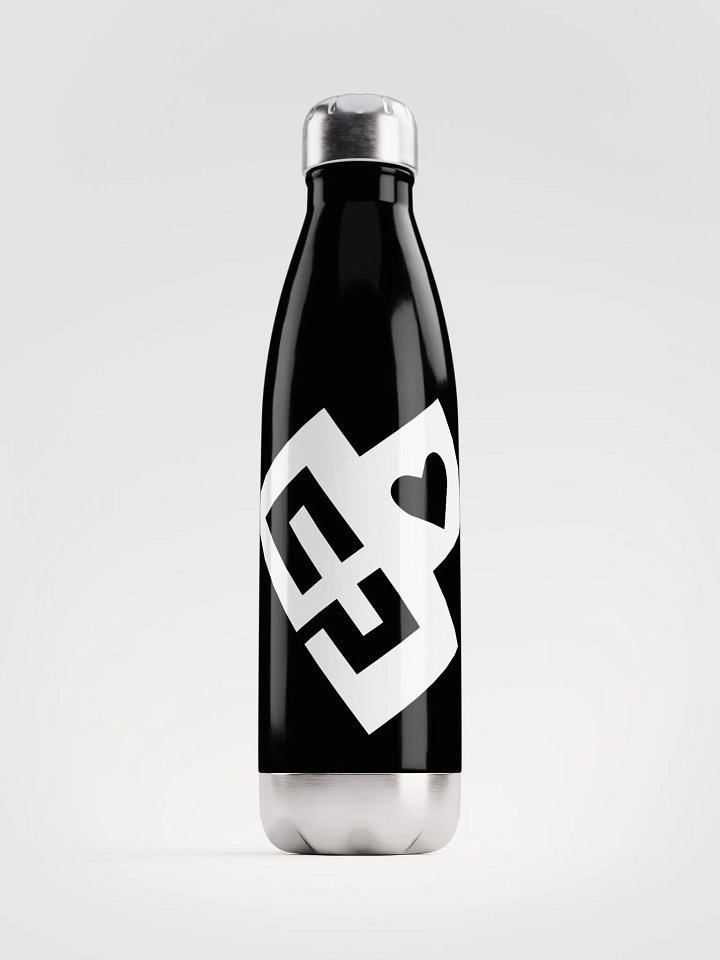 OptimusProcrastinus HeartChip Stainless Steel Water Bottle (White on Black) product image (1)