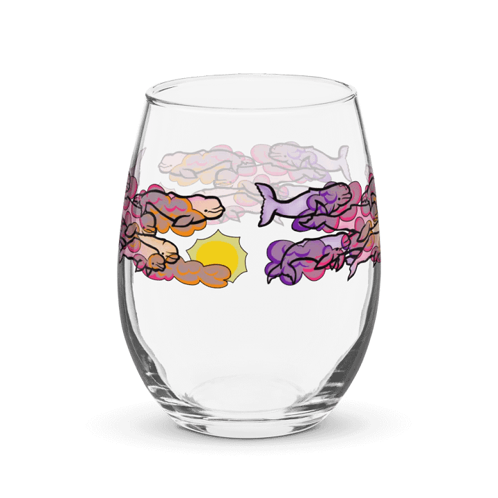 sunset beluga whales stemless wine glass product image (2)