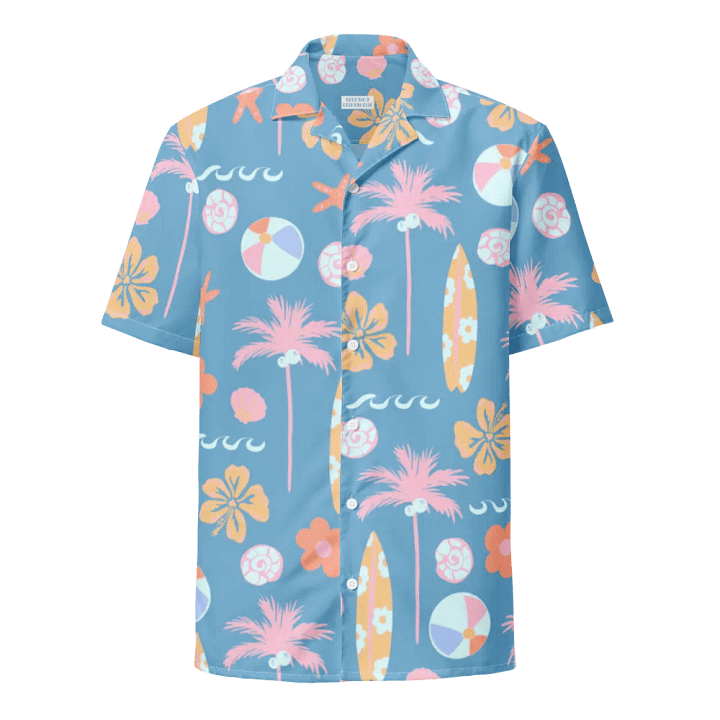 Retro Beach Blue Hawaiian Shirt product image (1)