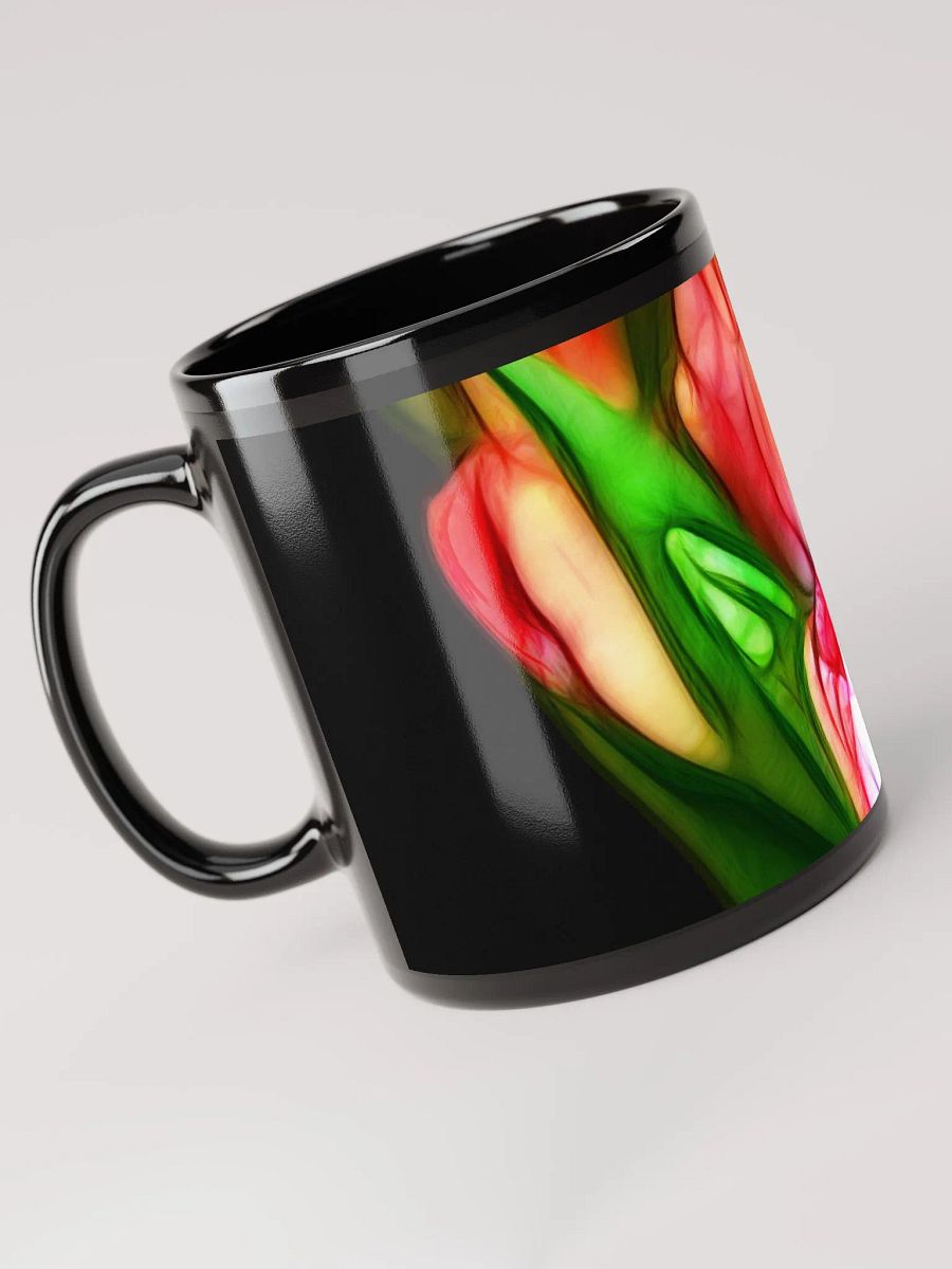 Abstract Pink Tulips Black Coffee Mug product image (5)