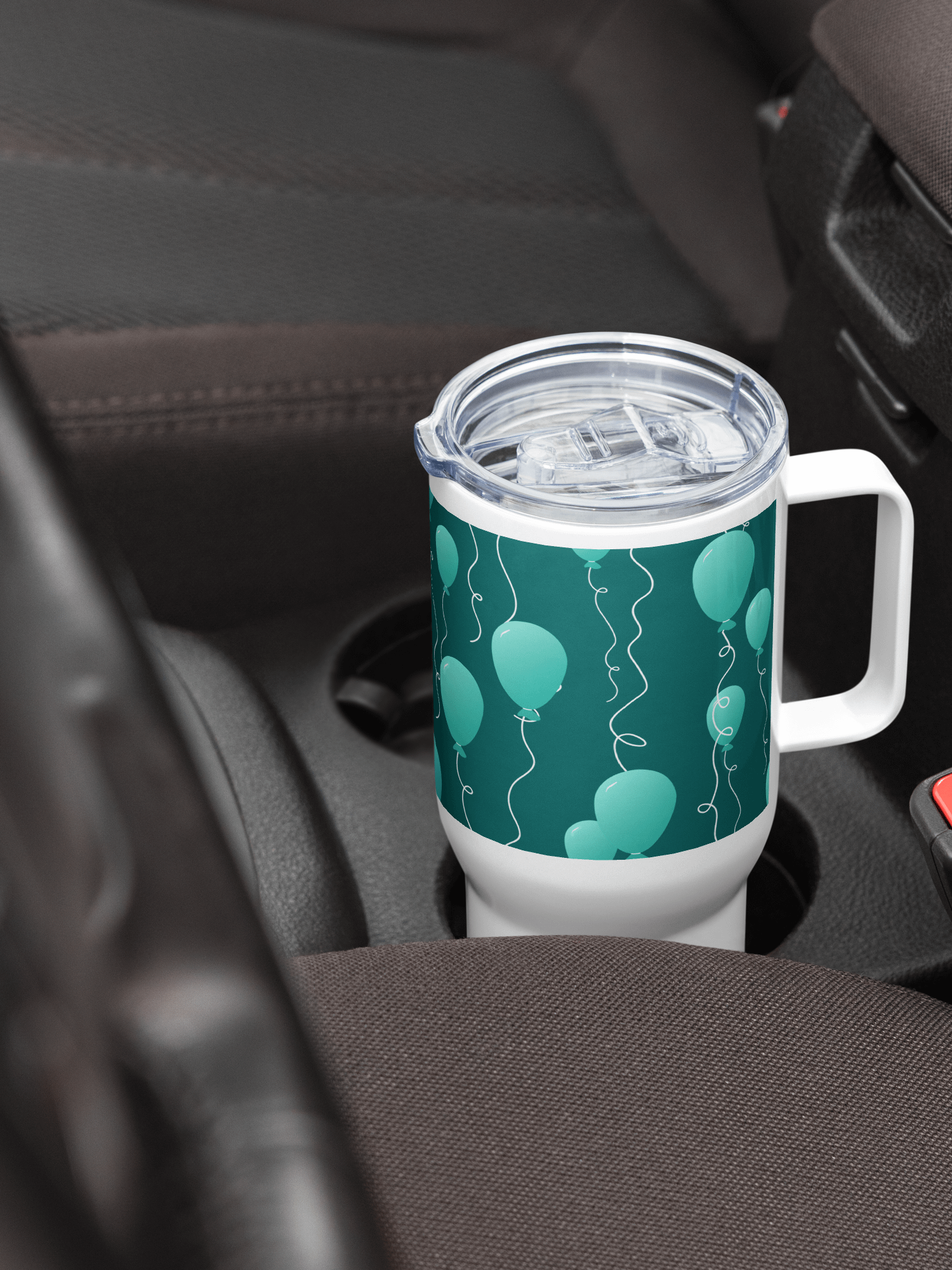 Party Time! Teal Balloon Stainless Steel Travel Mug with Handle product image (3)