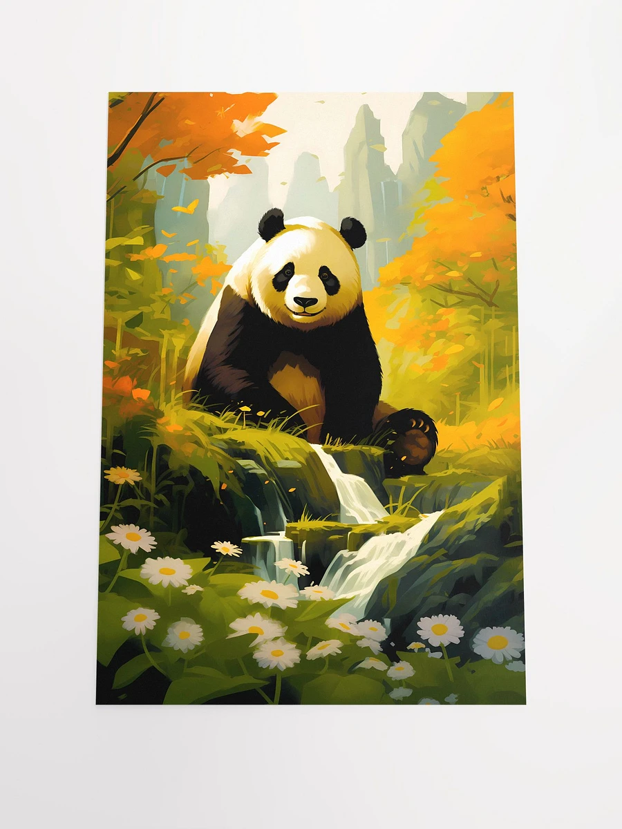 Panda Bear by an Autumn Forest River Matte Poster product image (3)