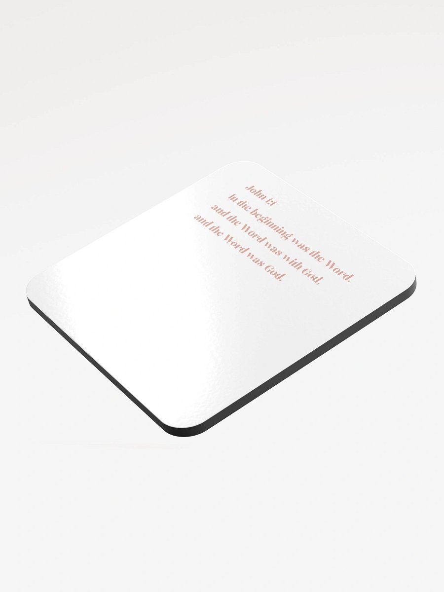 John 1:1 Verse Rose Glossed Cork Coaster product image (3)