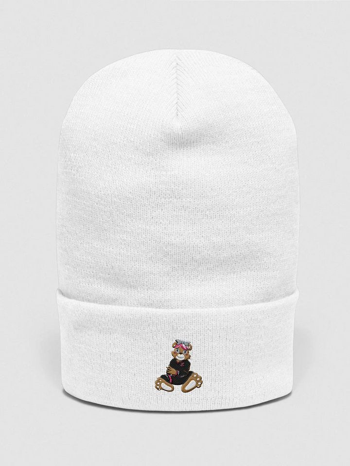 Sitting Girl Bear White Beanie product image (1)
