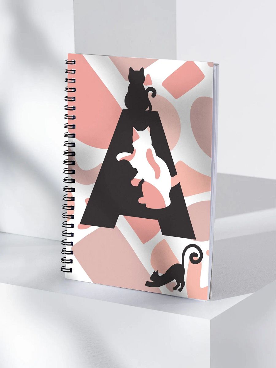 Monogram Letter A Cat Lover Geometric Pinks Notebook product image (4)