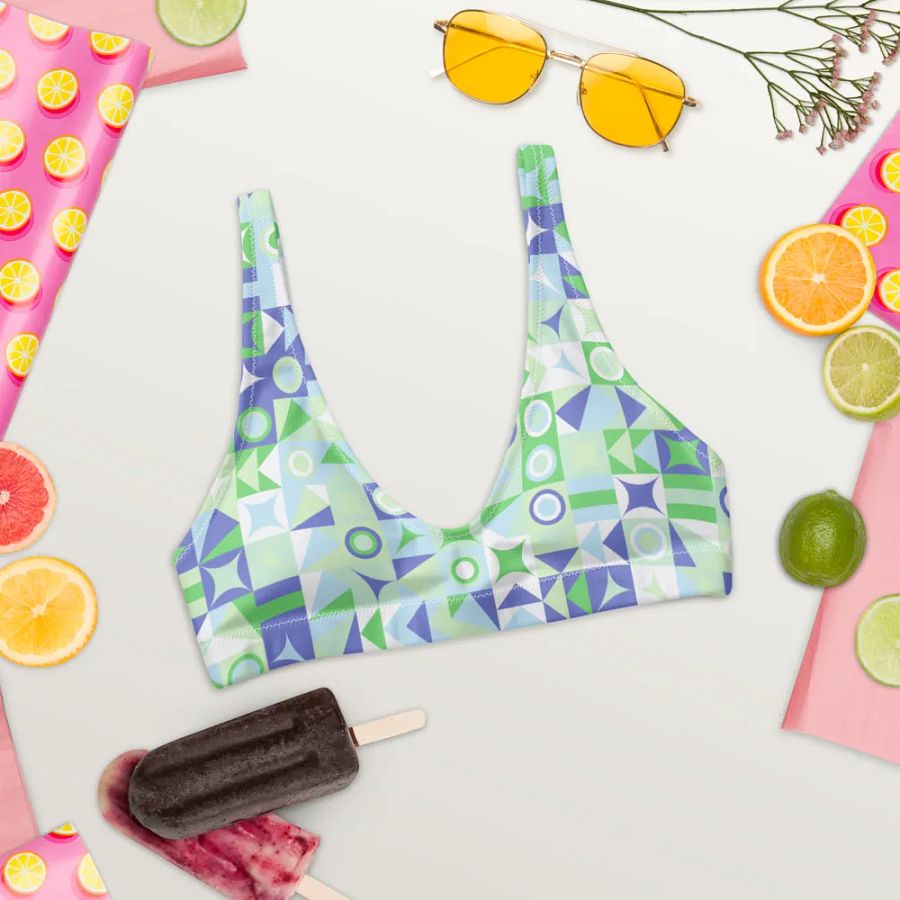 Colorful Vector Patterns Design Padded Bikini Top - v13 product image (6)