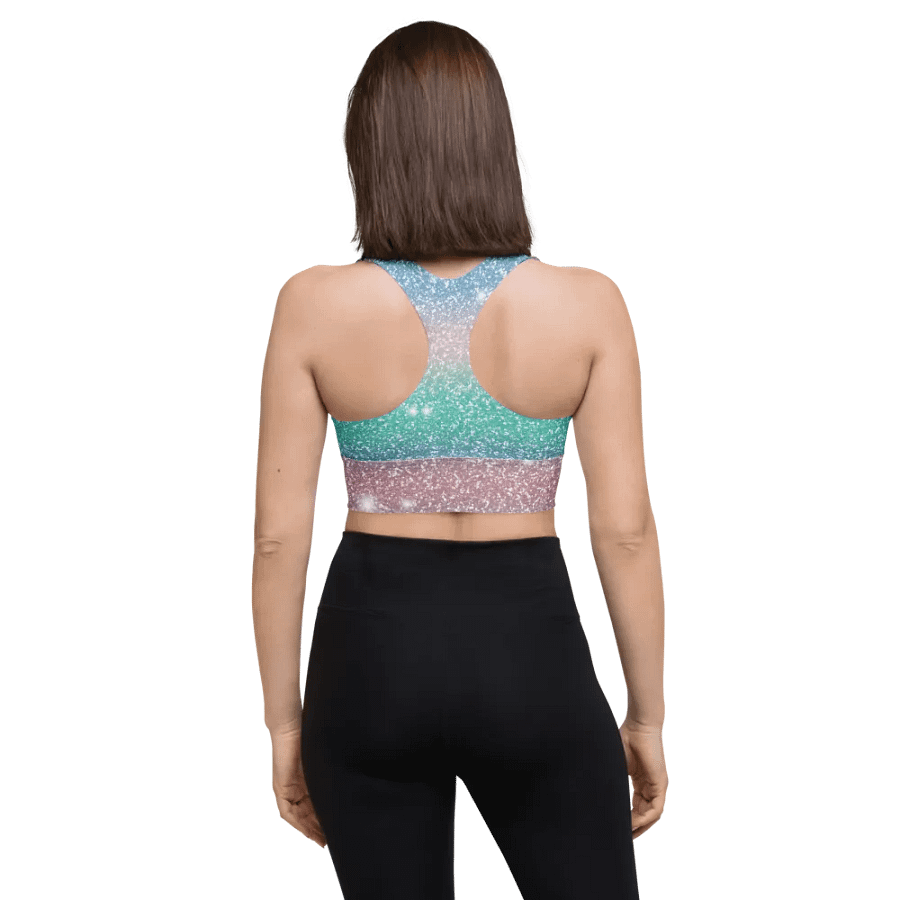 Glitter Unicorn Texture Design Longline Sports Bra - 4 product image (4)