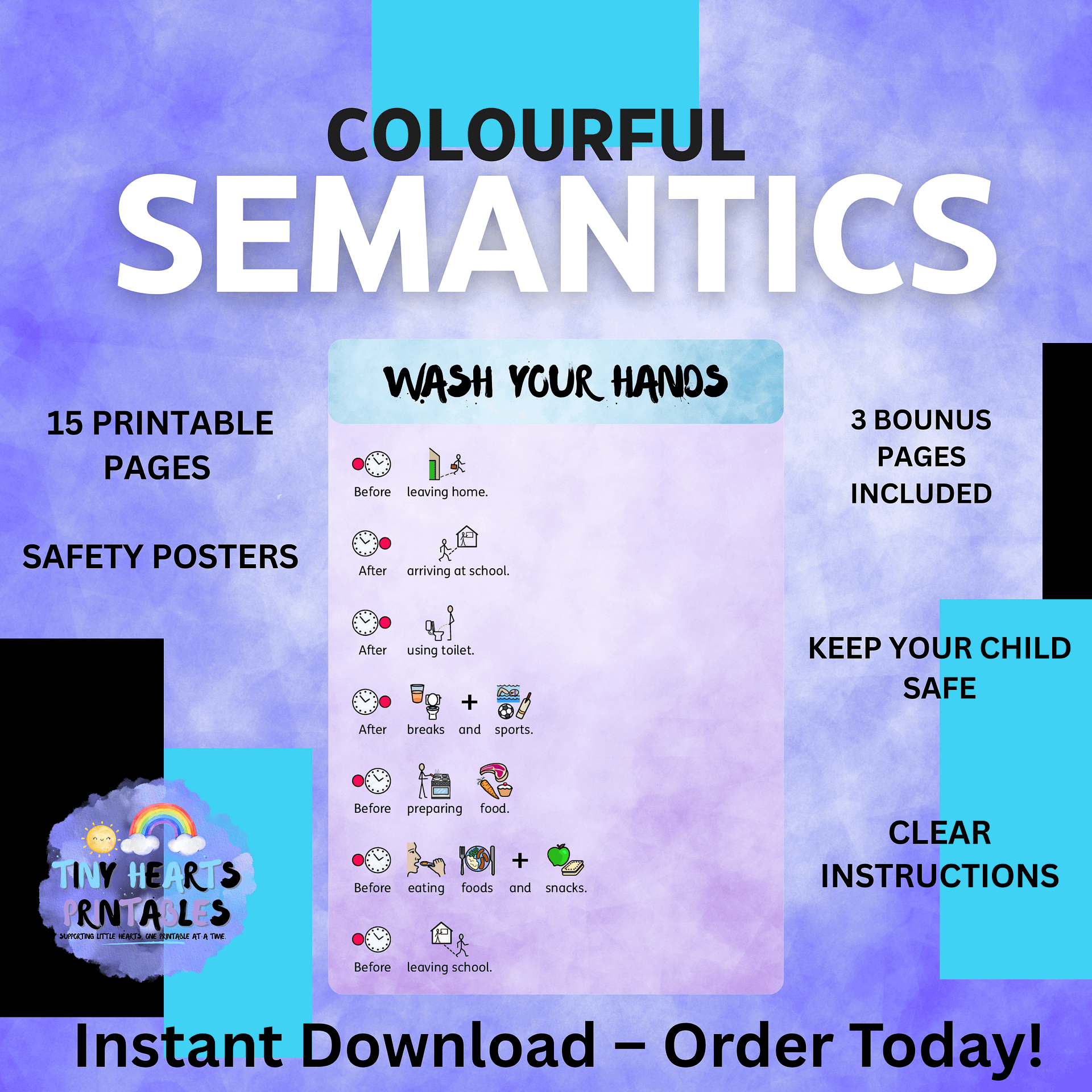 Colourful Semantics Safety Poster Bundle | 15 Visual Safety Rules for Kids | SEN, EYFS, Classroom, PSHE, Mental Health product image (3)