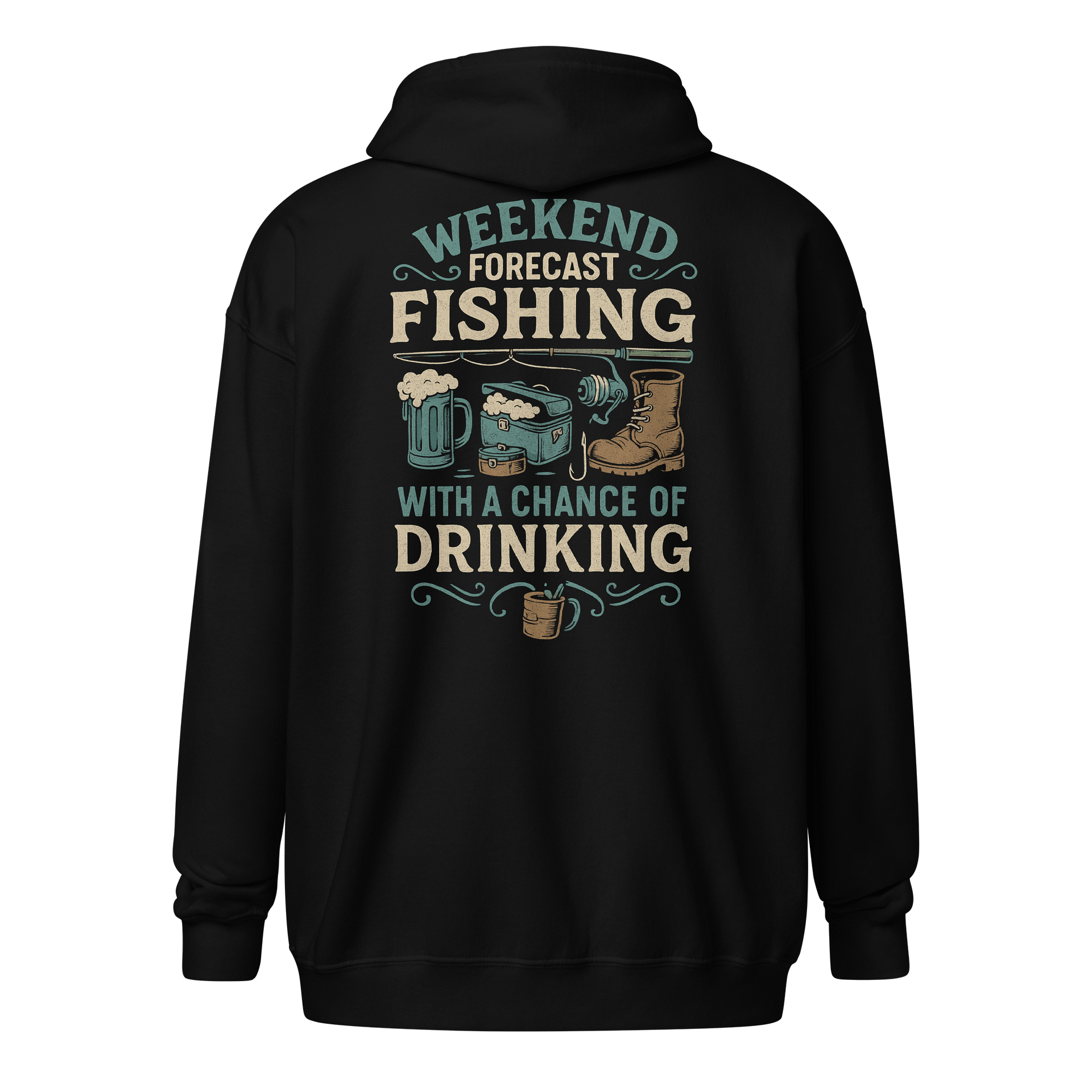 Funny Fishing Zip Hoodie – Weekend Forecast Drinking & Casting product image (1)