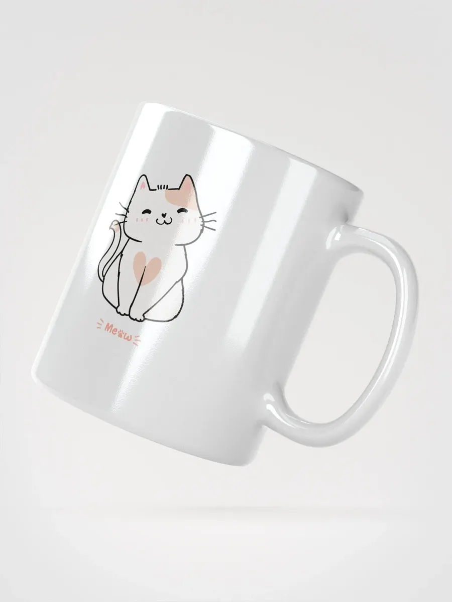 White Glossy Mug Doodle Smile Cat product image (2)