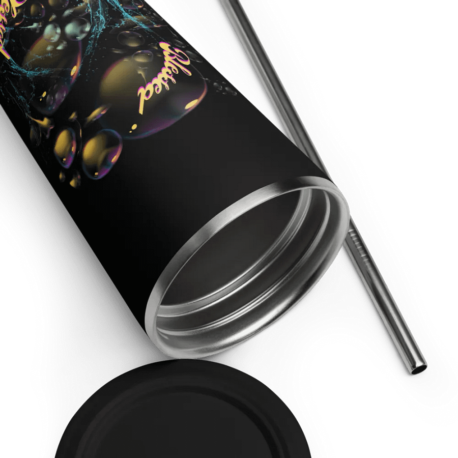 Insulated tumbler with beautiful swirly blue water splash and drops design featuring “Blessed’ product image (12)
