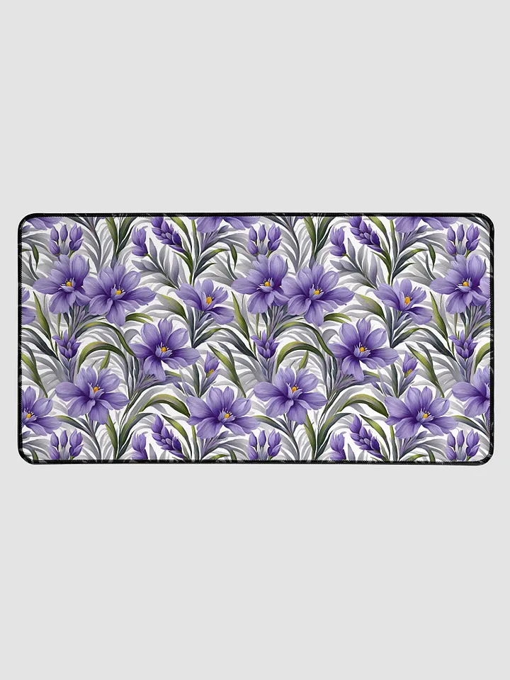 Desk Mat (31.5x15.5 inches) - Purple Floral Pattern on a White Background product image (1)