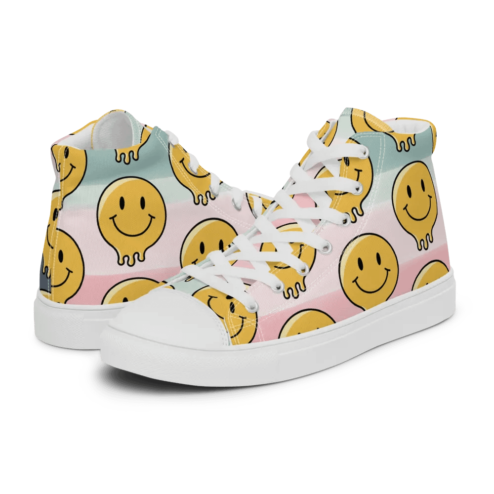 'Happy Face' Women's Handmade High Top Canvas Shoes product image (11)