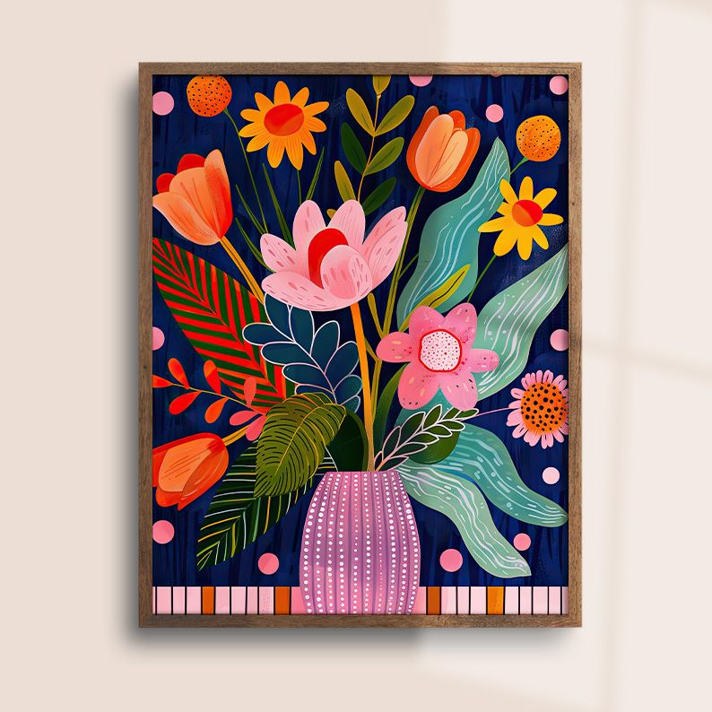 Colorful Flower Bouquet Maximalist Floral Art Print product image (6)