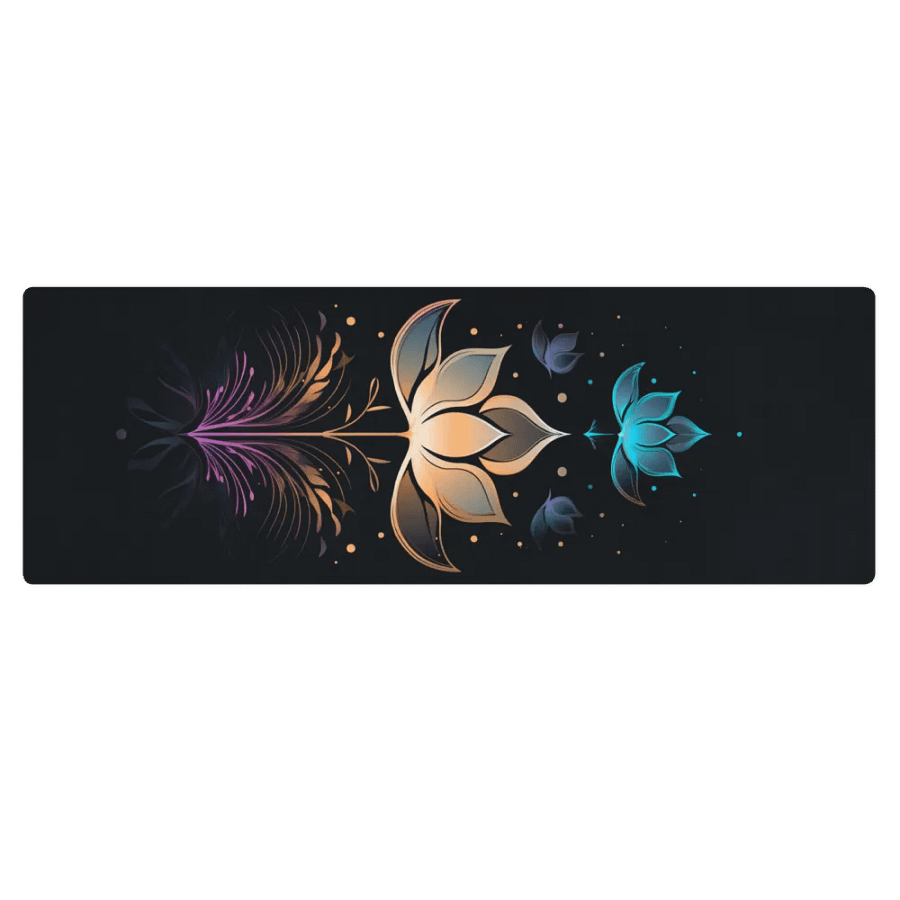 Black Premium Yoga Mat Featuring Lotus Motif product image (12)