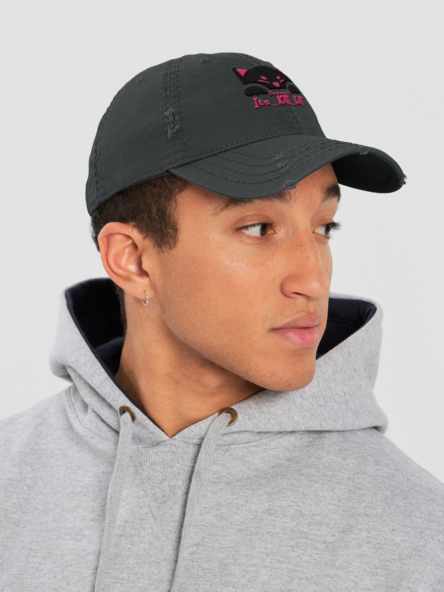 Its_KiTT_KaTT Distressed Hat Pink/Black product image (11)