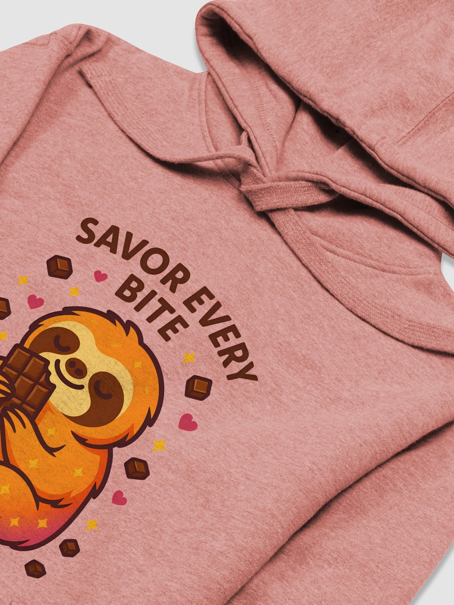 Savor Every Bite – Cute Sloth Chocolate Hoodie | Funny Food-Inspired Loungewear from the Sloths Having Snacks Collection product image (3)