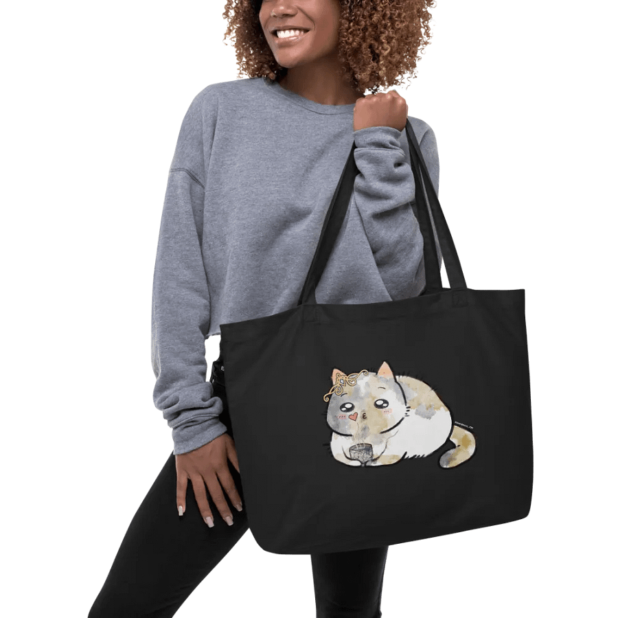 Fluffy Cat Cartoon Organic Tote product image (5)