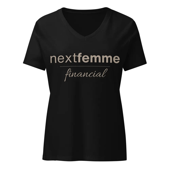 Relaxed V-Neck Tee with Taupe Logotype product image (1)