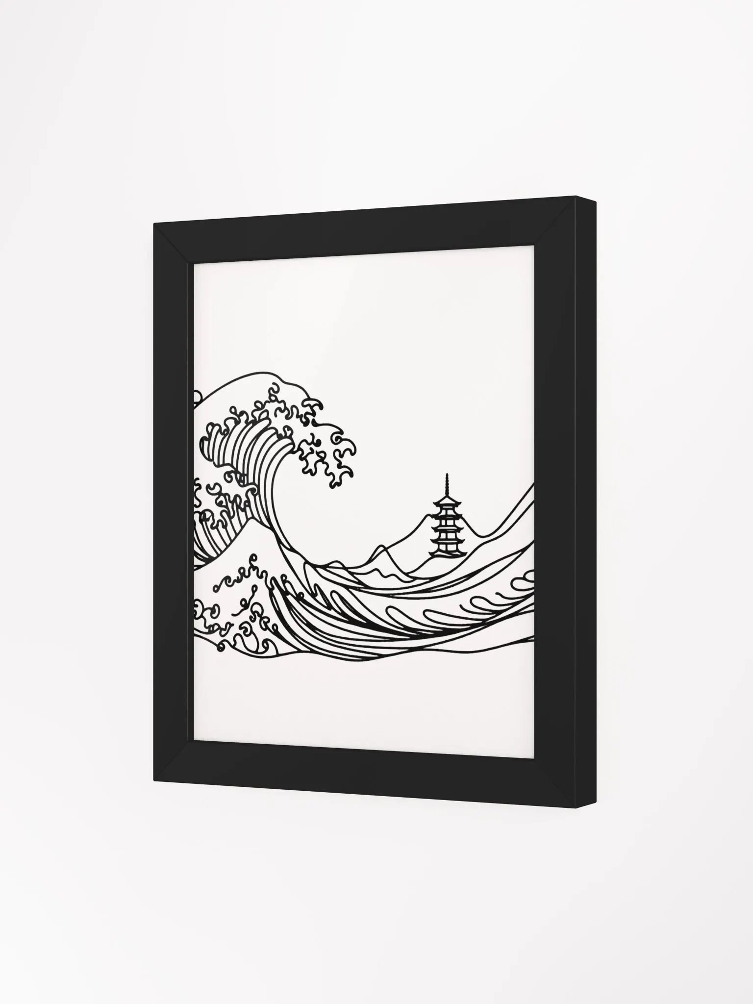 Kanagawa Waves Lines Art Design Wood Framed Poster product image (70)