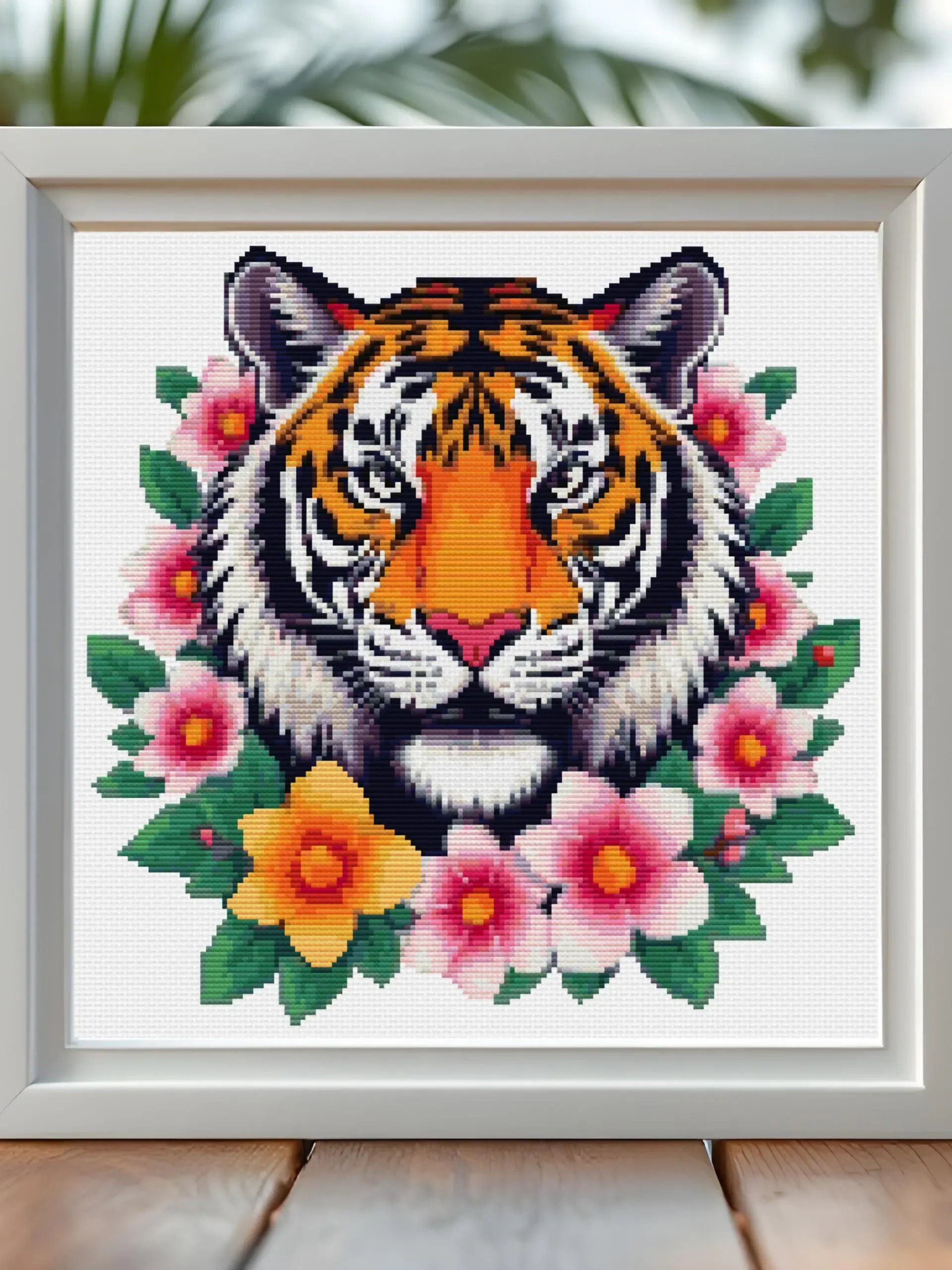 Floral Tiger Cross Stitch Pattern product image (6)