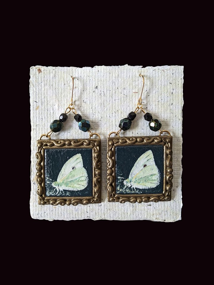Cabbage Butterfly Painting Earrings product image (1)