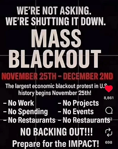 Please plan to support your local Black owned businesses on Blackout weekend November 25th - December 2nd.