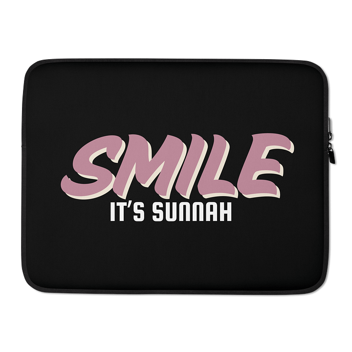 Black "Smile It's Sunnah" Laptop Sleeve in Dusty Rose product image (2)