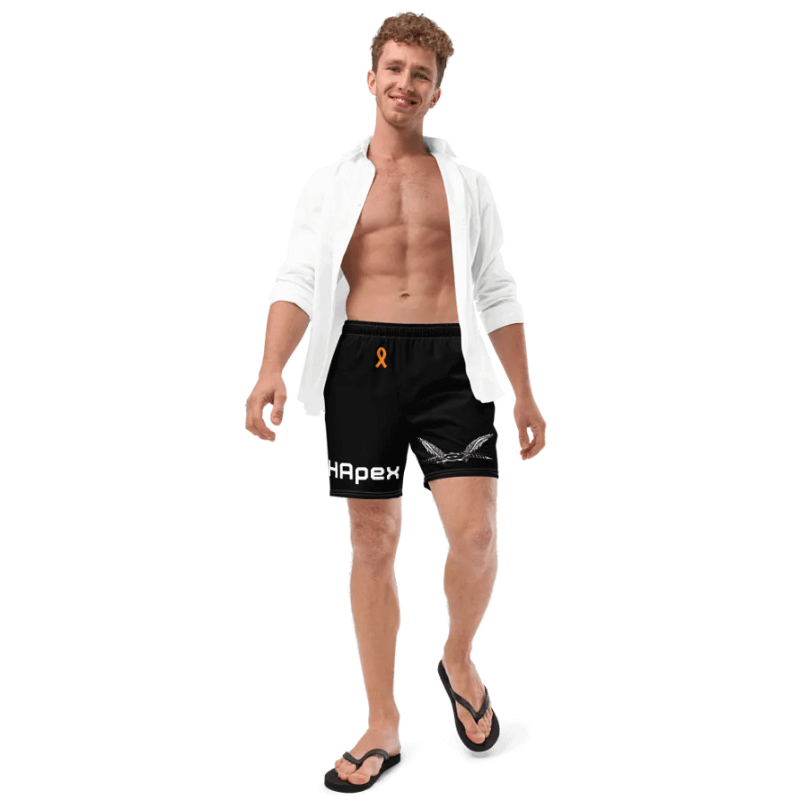 White HApex Gear White Logo Cancer Awareness Orange Ribbon. Black Swim Trunks product image (11)