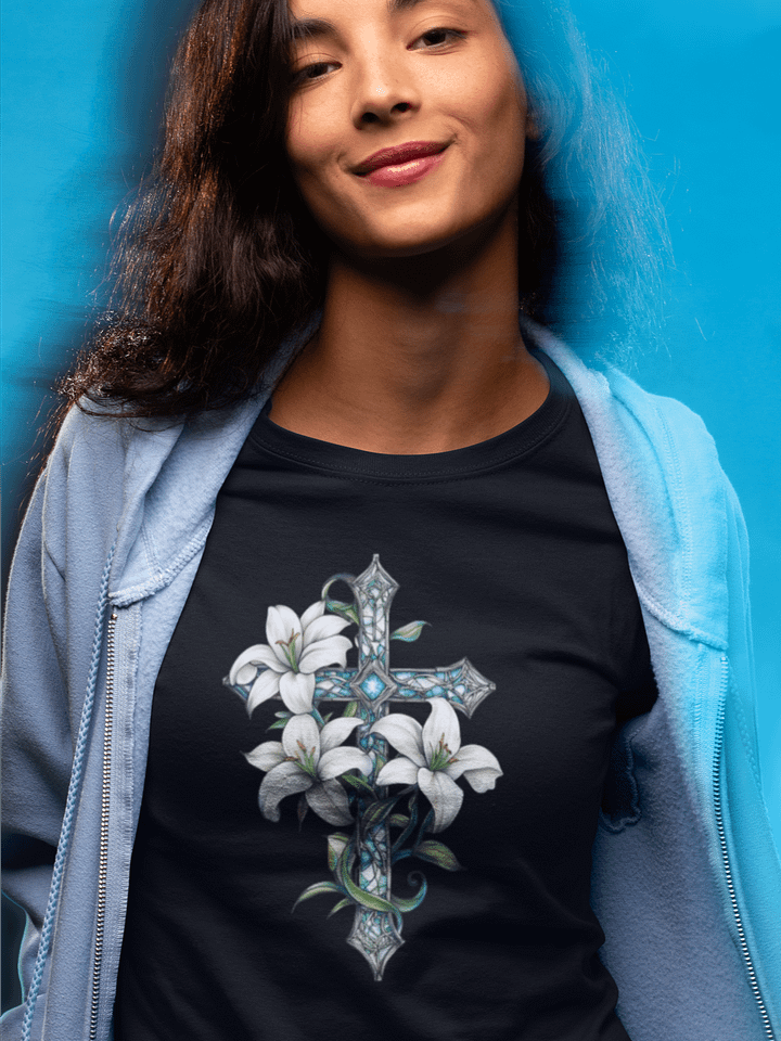 "Lilies of Grace" Cross T-Shirt product image (1)
