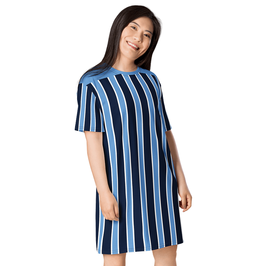 Exclusive Navy & Light Blue Striped Oversized T-Shirt Dress | TDS Music product image (4)