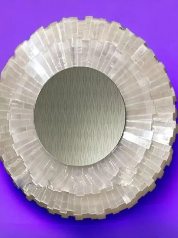 Selenite Mirror, Round Wall Hanging Mirror, Selenite Gemstone Crystal Mirror Art product image (1)