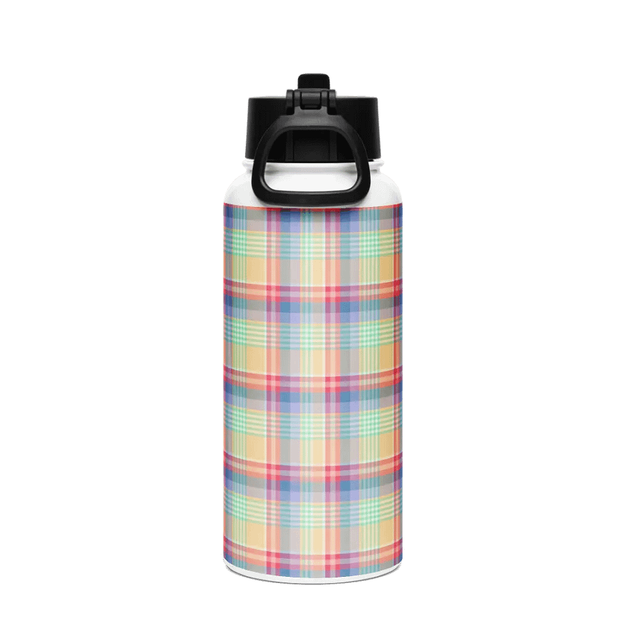 Bright Pastel Plaid Water Bottle product image (3)