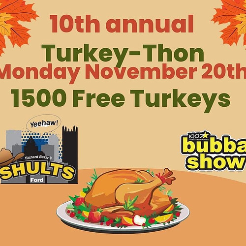 Monday Morning Nov 20th @starpittsburgh 100.7  #BubbaShow #pittsburgh are helping Shults Ford give away 1500 TURKEYS 🦃 for fa...
