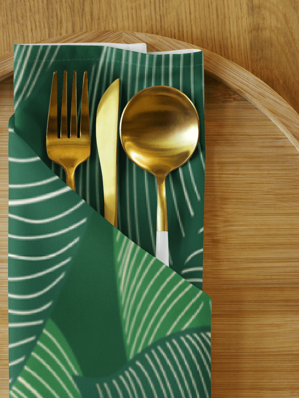Tropical Coastal Cloth Napkins – Set of 4 | 2 Watercolor Beach & 2 Foliage Print | 20" x 20" product image (4)