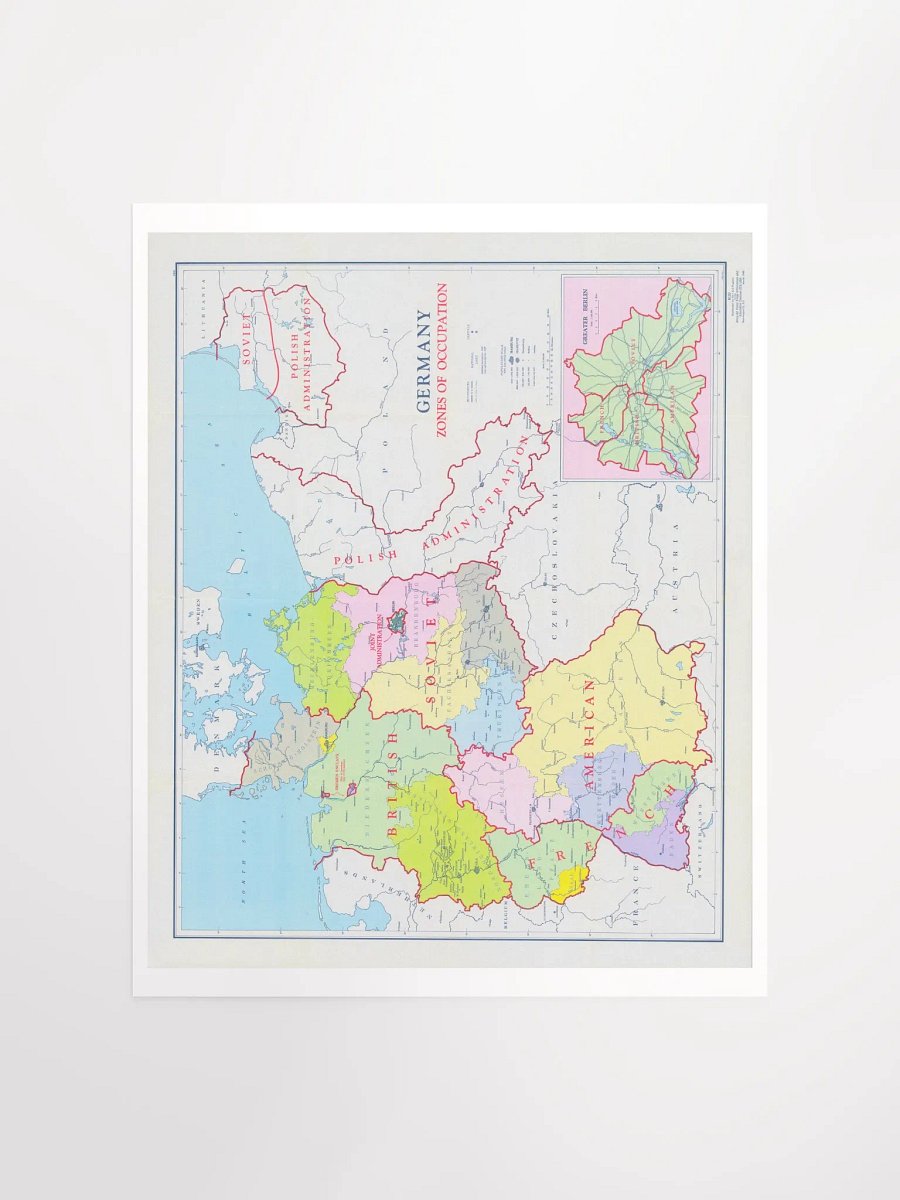 Germany Zones of Occupation Map (1947) – Vintage WWII Poster product image (1)